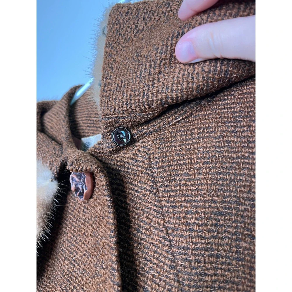 1950s Gerber Presentation Heavy Wool Fur Collar Regency Glam Volup Swing Coat L